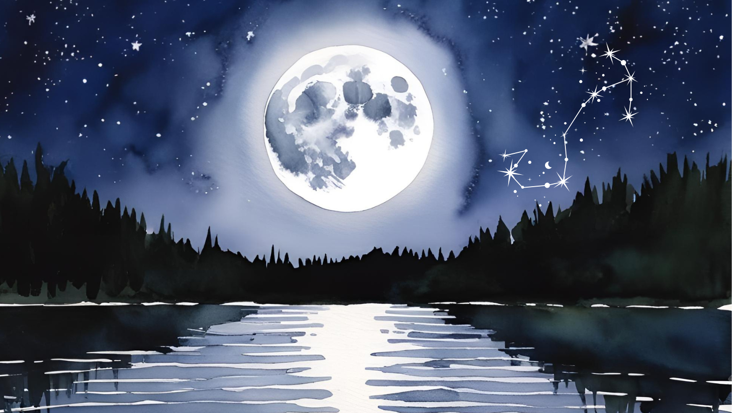 Skorpion Vollmond Watercolor Vollmond im Skorpion